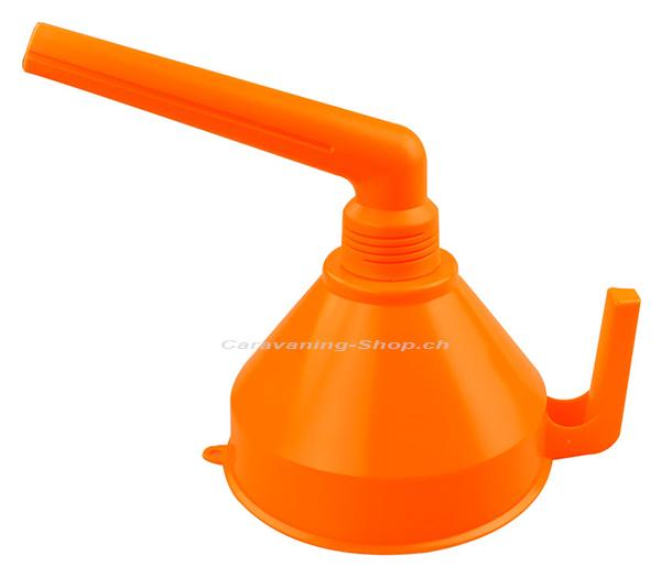 Einfüll-Winkeltrichter mit Schmutzsieb orange