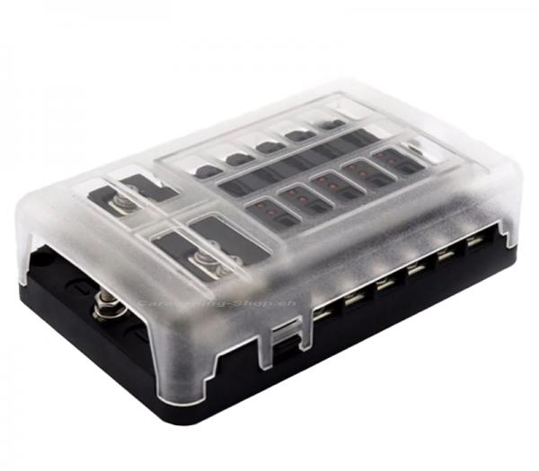 Sicherungsverteiler mit Minusverteiler und LEDs, 6 Sicherungen