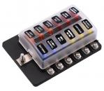 Sicherungsverteiler mit LEDs, 6 Sicherungen
